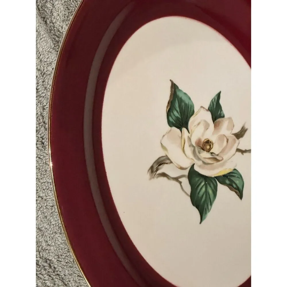 Homer Laughlin DISCONTINUED Burgundy Magnolia Oval Platter